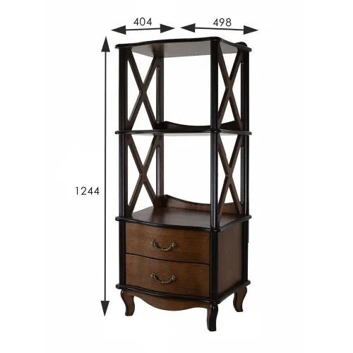 Этажерка с ящиками Джульетта 2 уровня Л (орех), 40х50х125 см фото 2