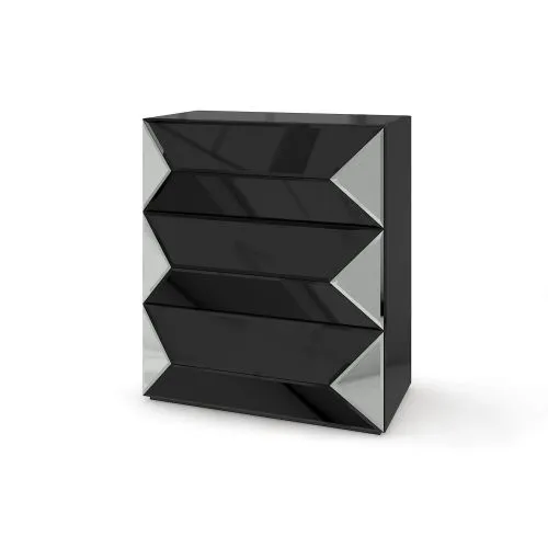 Комод зеркальный Роял big black, черный глянец 93*49*80 см