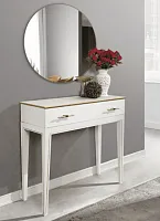 Консольный стол с ящиком в современном стиле, белый с золотом 82*41*102 см