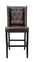 Стул мягкий барный Skipton brown, коричневая кожа