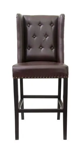 Стул мягкий барный Skipton brown, коричневая кожа