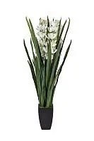 29BJ-911-45 Орхидея Цимбидиум (Cymbidium) искусств. белая в горшке h110 см