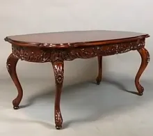 BE02 Журнальный столик овальный в классическом стиле, темный орех 50*60*120 см