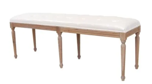 Банкетка прованс Clay beige, массив дуба/экокожа | 48*38*142 см фото 4