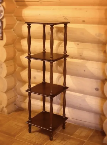 Этажерка деревянная 4 полки, 123*34*34 см коричневый фото 7