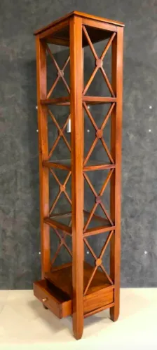 Высокая деревянная этажерка со стеклянными полками ROP1DA-M (орех) фото 7