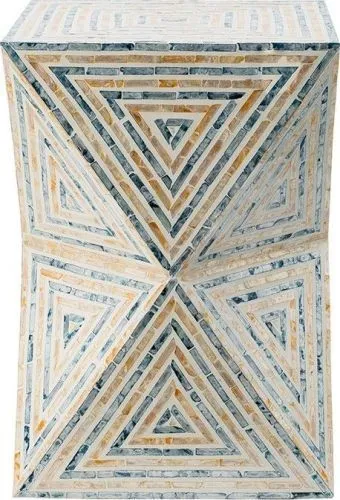 Столик акцентный из раковин устриц 35x35x50см фото 2