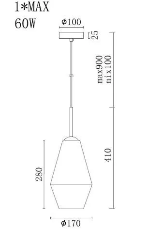 92EL-YG02116-1P Светильник потолочный латунь, d20*h130см фото 3