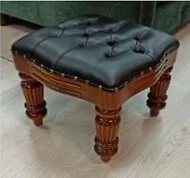 Пуф низкий SFFJ-M L Bl черная кожа 30*35*35 см