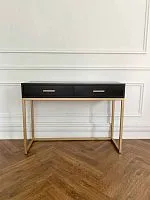Консольный столик с ящиками черный с золотыми ножками 78*35*105 см / под заказ