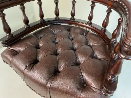 Кожаное кресло руководителя на колесиках 12027 brown (коричневое) из массива Фото фото 8