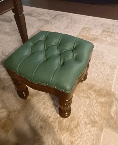 Пуф низкий SFFJ-M LT GR кожаный 30*35*35 см, зеленая кожа фото 2
