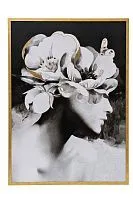 89VOR-GIRL FLOWER-2  Холст "Девушка с цветами-2" 110*80 см, багет золото, зол.поталь					