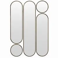 Deko mod.3 Gold Сет из 5-ти зеркал 35*160, 2х35*125 см, 2хØ35 см