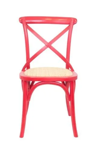 Стул венский CROSS BACK RED красный массив, ротанг