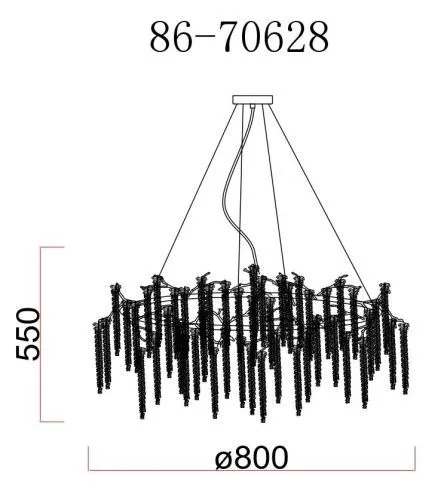 86-70628 Люстра d.80*45см, металл цвет серебро фото 4