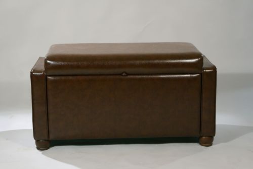 Банкетка с ящиком, коричневая иск.кожа (каштан) 51*46*100 см