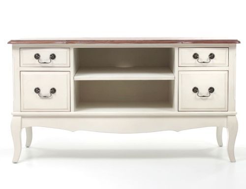 ST9328 Тумба под телевизор Belveder молочный со старением 64*50*120 см