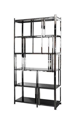 13RXSH3052-SILVER Стеллаж стекло черн./серебро 100*38*200см фото 2