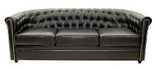 Трехместный диван CHESTERFIELD Karo black 3S, 74*76*184 см