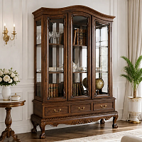 Шкаф-витрина Чиппендейл CB36 (орех, 130х50х205 см)