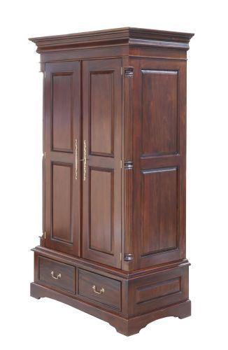 MB09 Шкаф платяной двустворчатый из массива дерева, темный орех 195*60*110 см фото 6