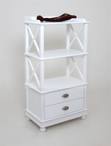 Этажерка 3 полки 2 ящика из массива, белый 105*34*54 см / *под заказ