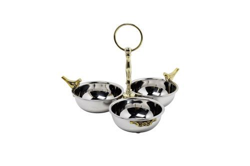 95IM-0099 Менажница "Птицы (Birds)" 3 чаши н/ж сталь d21*17см
