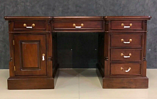 12262 BROWN Кабинетный стол 80x75x160 см, коричневая кожа