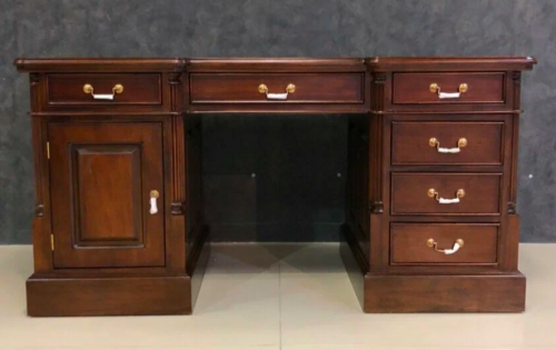 12262 BROWN Кабинетный стол 80x75x160 см, коричневая кожа