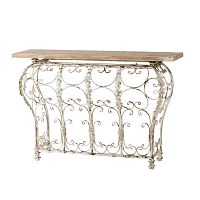 Консоль из металла и дерева 98*45*140 см, античный белый