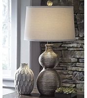 Настольная лампа / Настольный светильник с абажуром Savana- Gunmetal Finish
