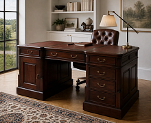 Письменный двухтумбовый стол 12262 BROWN из массива махагони 160 см
