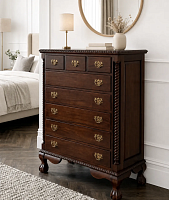 Комод Chippendale 8 ящиков из массива CT11 орех, 105х50х130 см