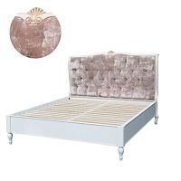 Кровать двуспальная с мягким изголовьем White Rose 180*200 см, айвори с патиной