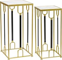 Столики интерьерные с белым мрамором, набор 2 предмета 31x31x65, 26x26x60см