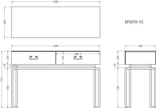 KFG070-NI Консоль 2 ящика белая/хром  120*42*77см фото 6