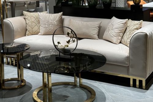 102AN-20493 Диван Люцерн (Lucerne) трехместный велюр бежевый 230*86*75см фото 3
