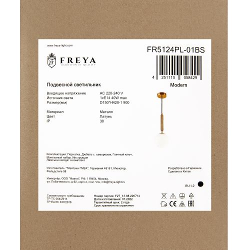 Подвесной светильник Freya FR5124PL-01BS фото 7