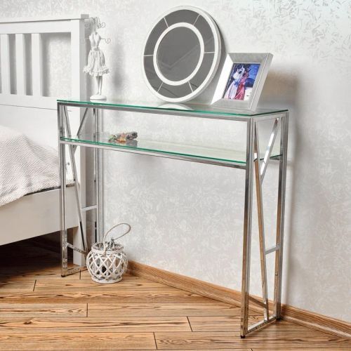 Консольный стол 1092-CS clear серебряный AllConsoles 100x25x80
