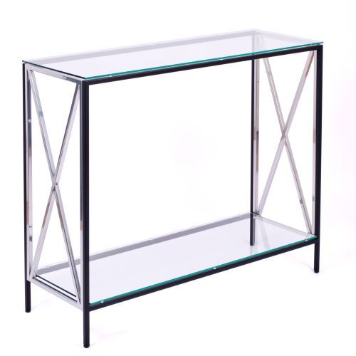 Консольный стол 1031-CB_S clear черный муар, серебряный AllConsoles 100x35x80