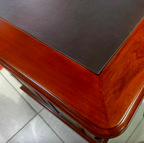 12262 BROWN Кабинетный стол 80x75x160 см, коричневая кожа фото 2