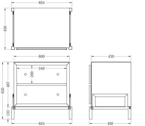 KFG170 Тумба зеркальная 2 ящика 65*45*62см Фото фото 7
