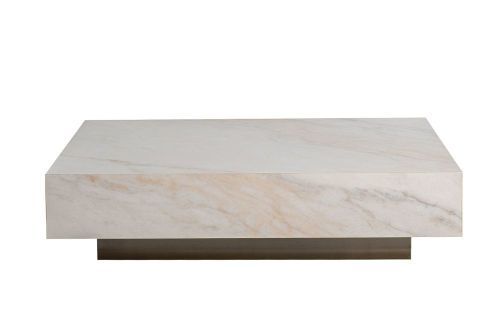 57EL-93601 Стол журнальный АГАТ (AGATE) светлый керамический 120*80*29см