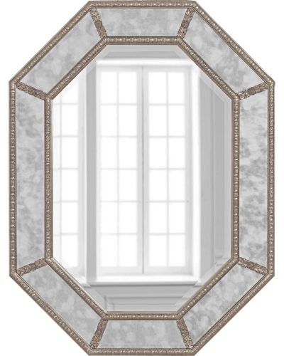 Зеркало настенное в раме Ньюпорт Florentine Silver/19, серебро фото 2