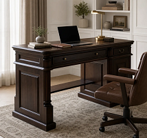 Компьютерный однотумбовый стол 15409 BROWN из массива махагони 120 см