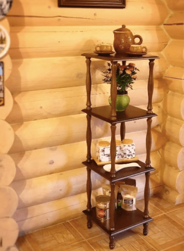 Этажерка деревянная 4 полки, 123*34*34 см коричневый фото 4