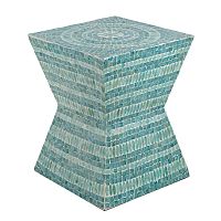 Столик акцентный с отделкой раковинами устриц 35x35x45см