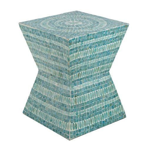 Столик акцентный с отделкой раковинами устриц 35x35x45см