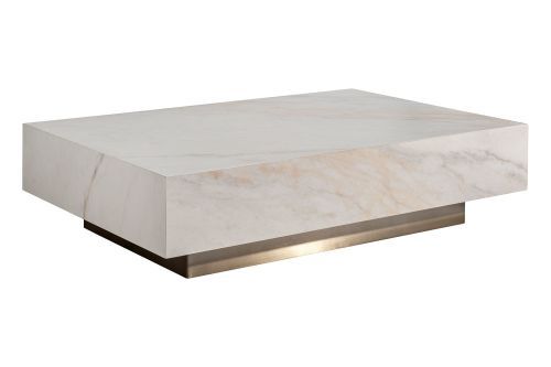 57EL-93601 Стол журнальный АГАТ (AGATE) светлый керамический 120*80*29см фото 8